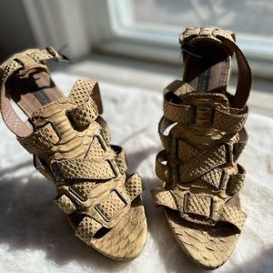 Zara snake skin open toe sandal in size 10/41